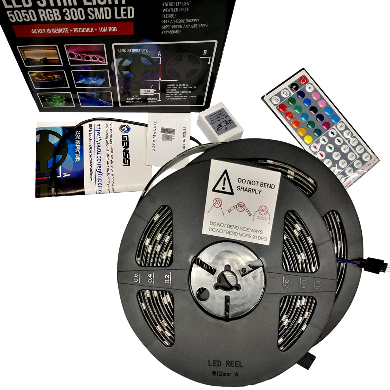 LED Strip Light Kit 32ft RGB Color Changing with Power Supply Remote