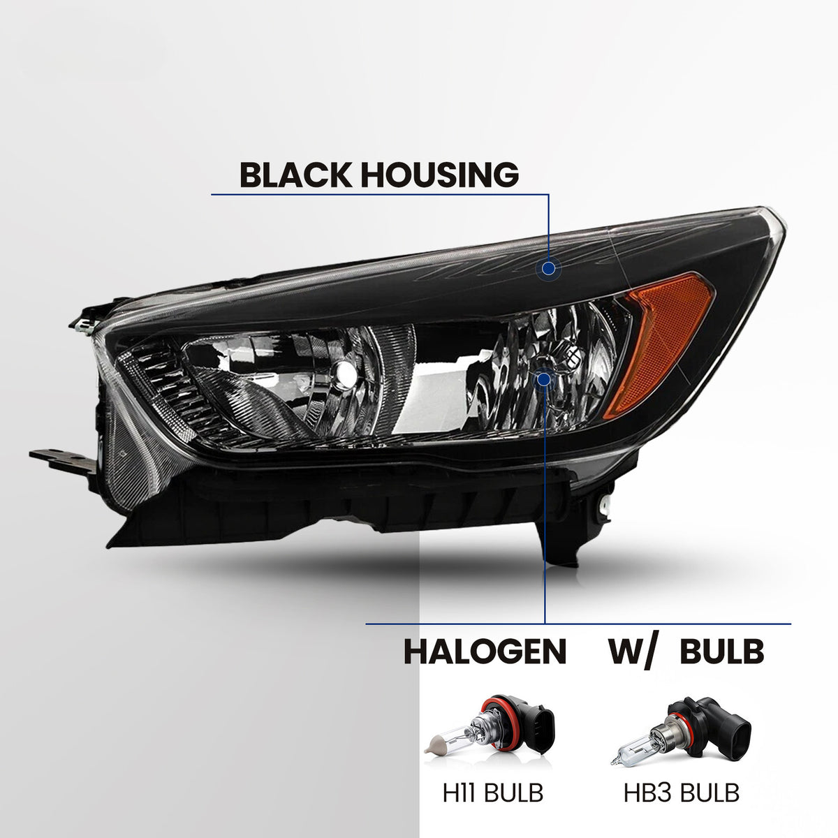 Halogen headlight bulb socket close-up for 2018-2019 Ford Escape