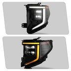 Left LED headlight lens close-up for 2022-2026 GMC Sierra 1500