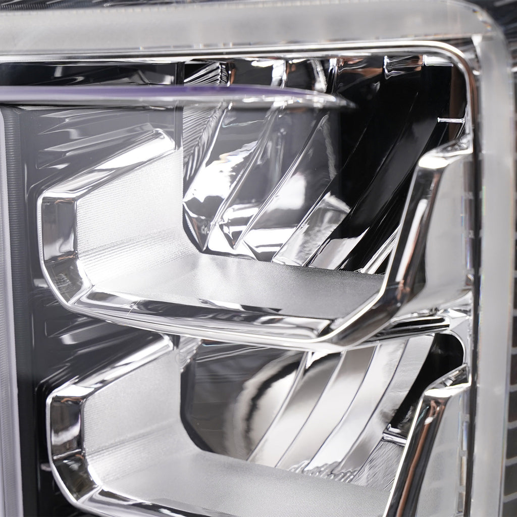Right LED headlight lens close-up for 2020-2023 GMC Sierra HD