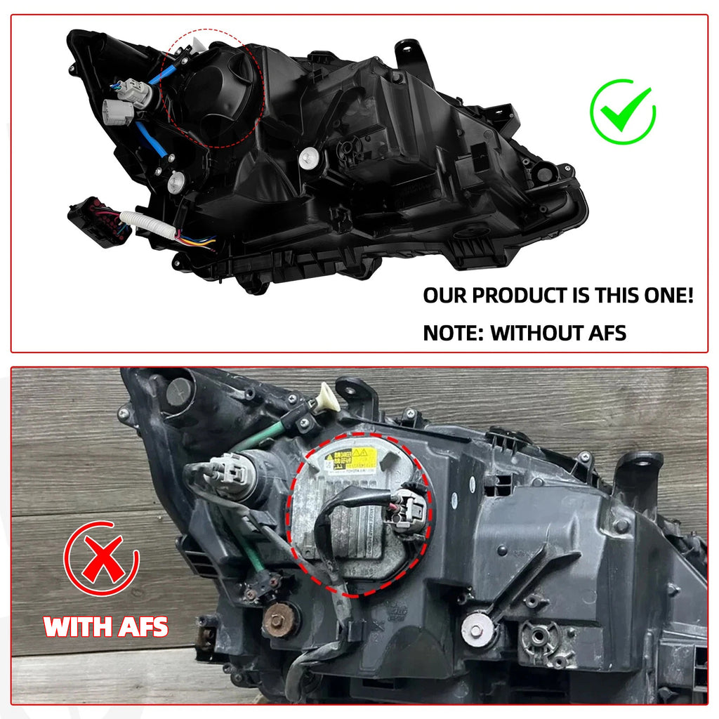 AFS vs non-AFS diagram for 2013-2015 Lexus GS350 headlights