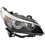 Black Halogen Angel Eye replacement headlight assembly for 2004-2010 BMW 5 Series E60 E61