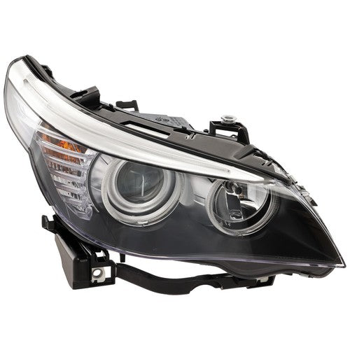 Black Halogen Angel Eye replacement headlight assembly for 2004-2010 BMW 5 Series E60 E61