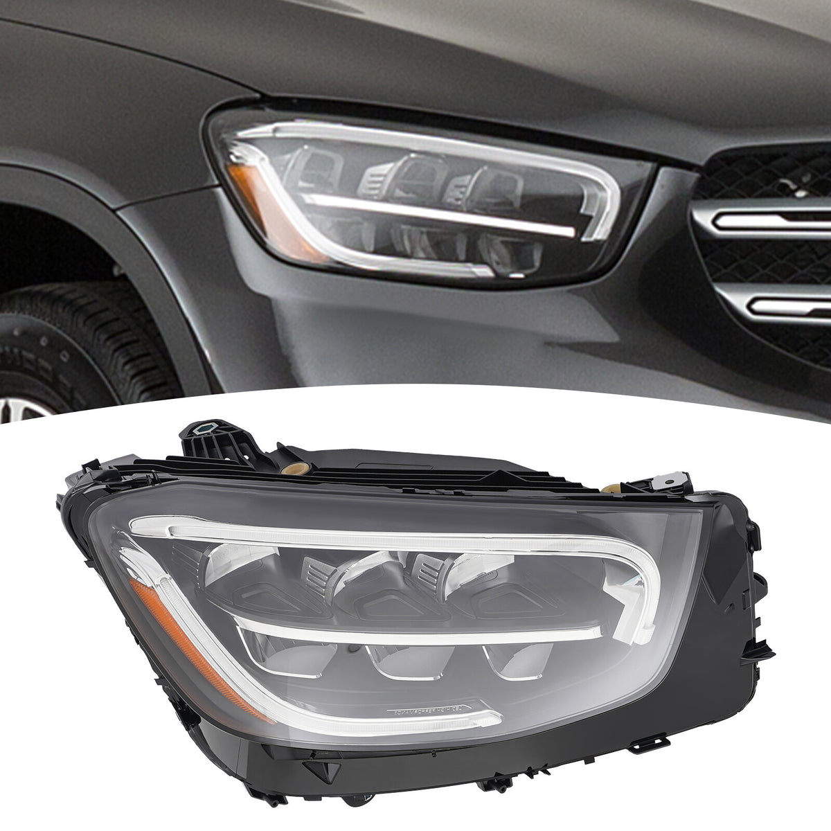 Led headlight adjuster close-up for 2020-2022 Mercedes-Benz GLC