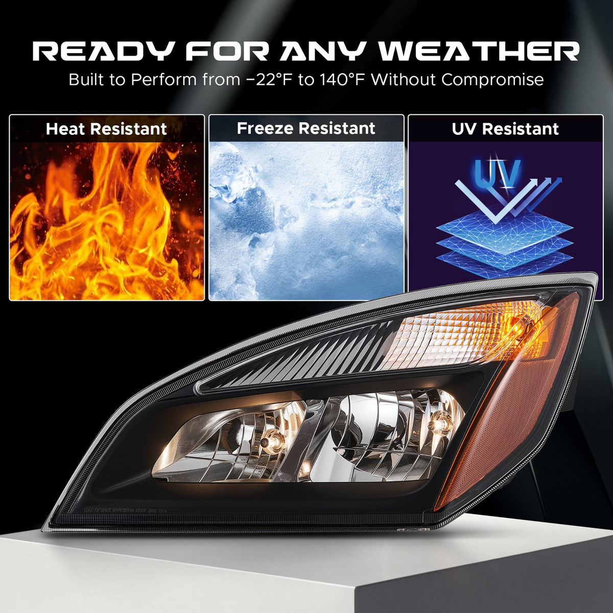 Black Halogen headlight features and specifications for 2018-2024 Freightliner Cascadia (image 4)