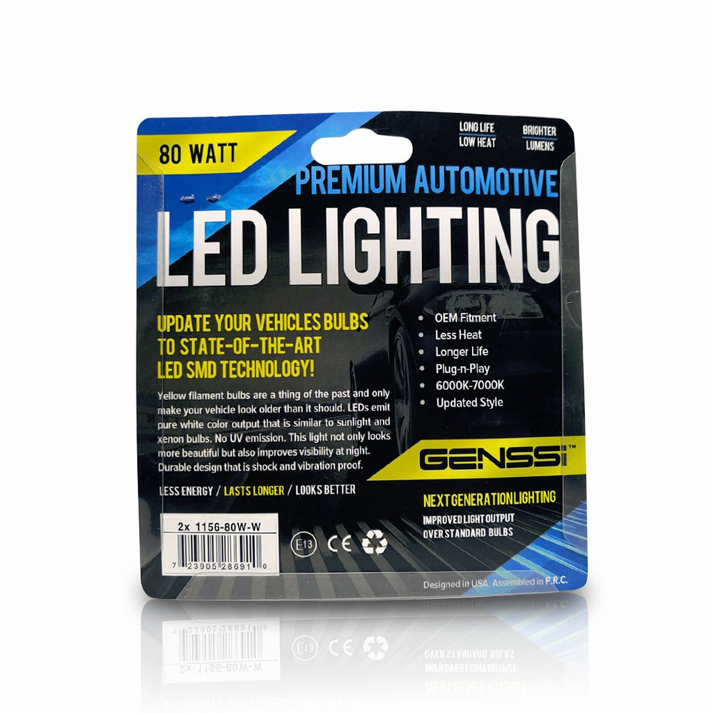 1156 BA15S 80W LED Bulbs (2 Pack) Lighting