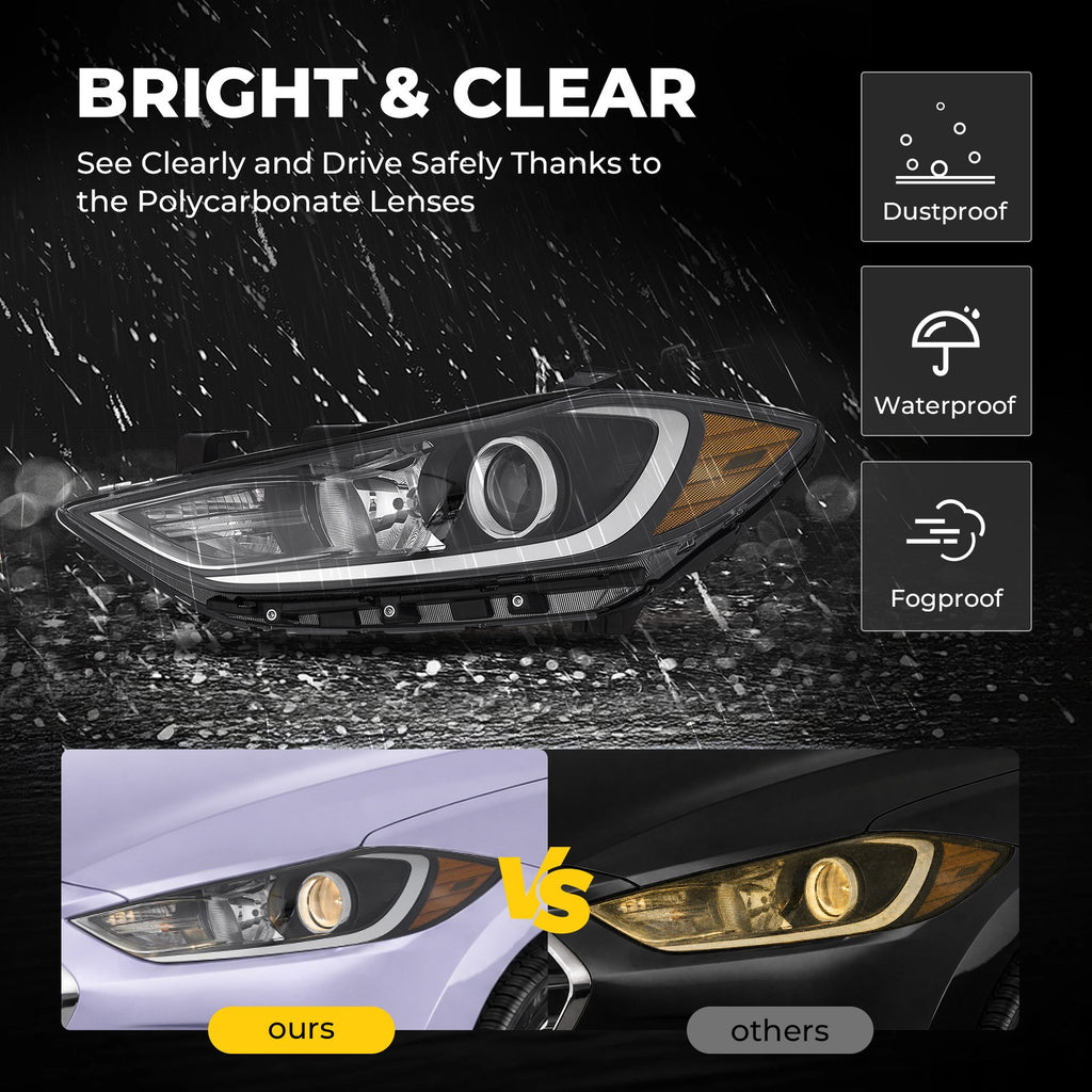 Black Projector Halogen headlight features and specifications for 2017-2018 Hyundai Elantra (image 5)