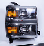 Black Halogen headlights pair front view for 2014-2015 Chevrolet Silverado 1500 (view 9)
