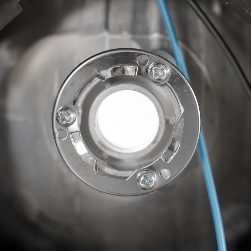 Halogen headlight bulb socket close-up for 2015-2019 Chevy Silverado 2500HD