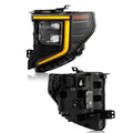 Full LED Headlights Pair w/ LED Module, Black for GMC Sierra 1500 (2022-2026)