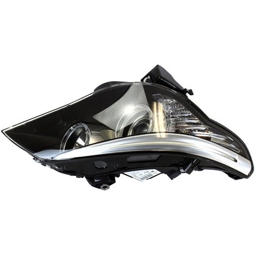 Driver side Black Halogen Angel Eye headlight close-up for 2004-2010 BMW 5 Series E60 E61 (view 10)