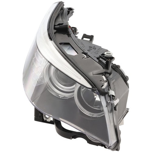 Passenger side Black Halogen Angel Eye headlight close-up for 2004-2010 BMW 5 Series E60 E61 (view 11)