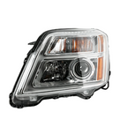 Driver side Chrome Halogen Projector headlight close-up for 2010-2015 GMC Terrain SL SLE SLT