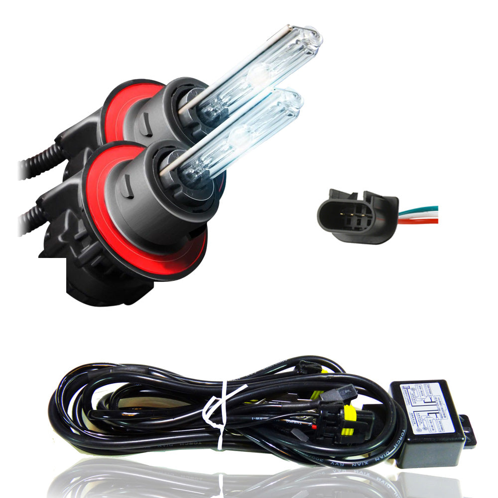 Bi-Xenon HID Xenon Performance Bulbs with Wire Harness Set H13 9008 Bi-Xenon Low & High HID with Wire Harness Controller 6000K Cool White Lighting