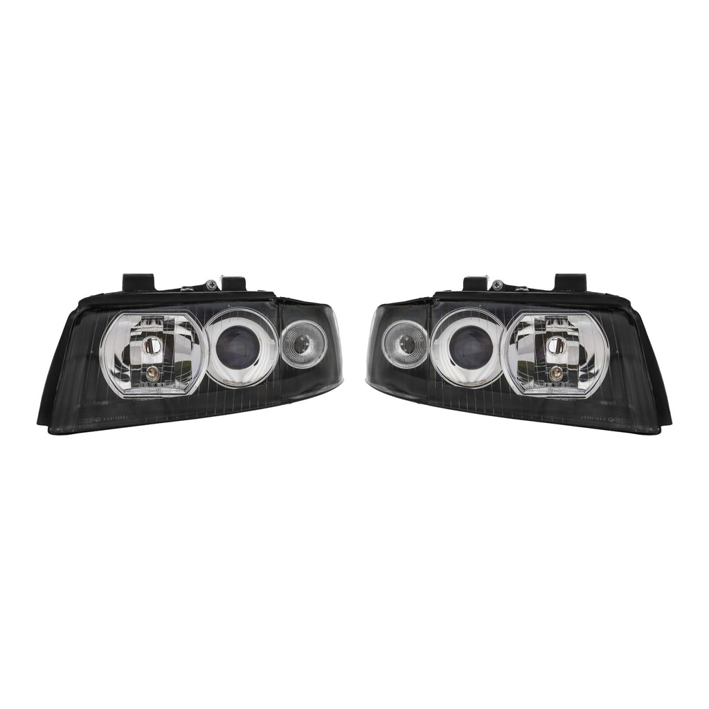 Euro Black Clear Corner Projector Headlights for Audi A4 / S4 B6 Xenon Models (2002-2005) - left and right pair