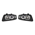 Euro Black Clear Corner Projector Headlights for Audi A4 / S4 B6 Xenon Models (2002-2005) - left and right pair