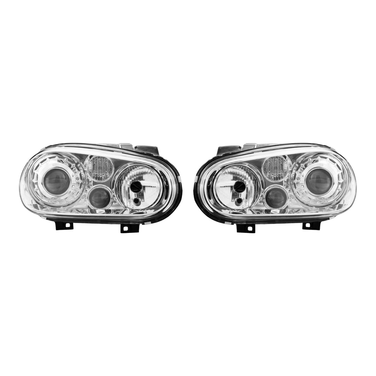 R32 Style Chrome Projector Headlights with Fog Lights for Volkswagen Golf / GTI MK4 (1999-2006) - left and right pair