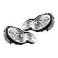 AMG Style Chrome Projector Headlights with LED Bulbs for Mercedes-Benz C-Class W203 Sport Coupe (2002-2005) - left and right pair