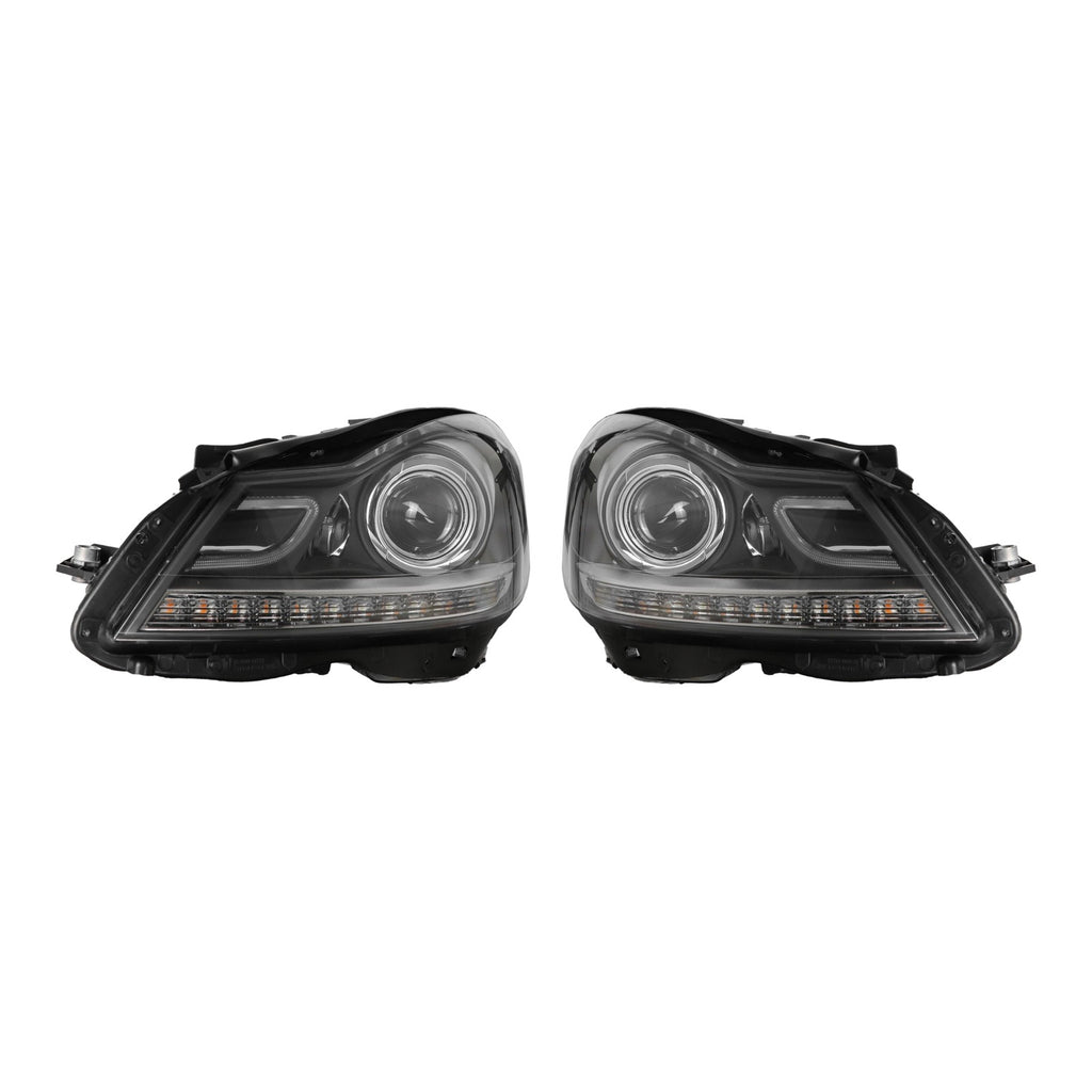 AMG Style LED DRL Projector Headlights for Mercedes-Benz C-Class W204 Halogen Models (2012-2014) - left and right pair