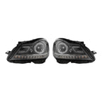 AMG Style LED DRL Projector Headlights for Mercedes-Benz C-Class W204 Halogen Models (2012-2014) - left and right pair