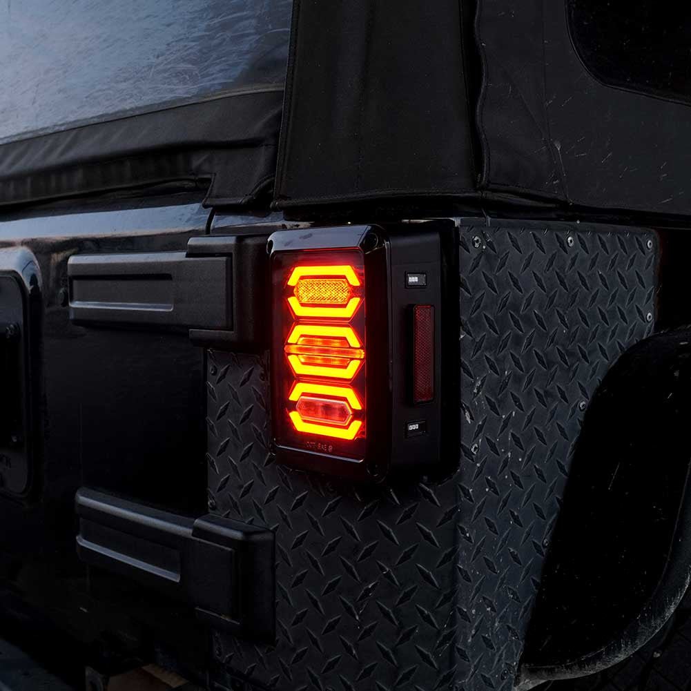 DIAMOND Black LED Tail Lights for Wrangler JK 2007 - 2018 - GENSSI Lighting