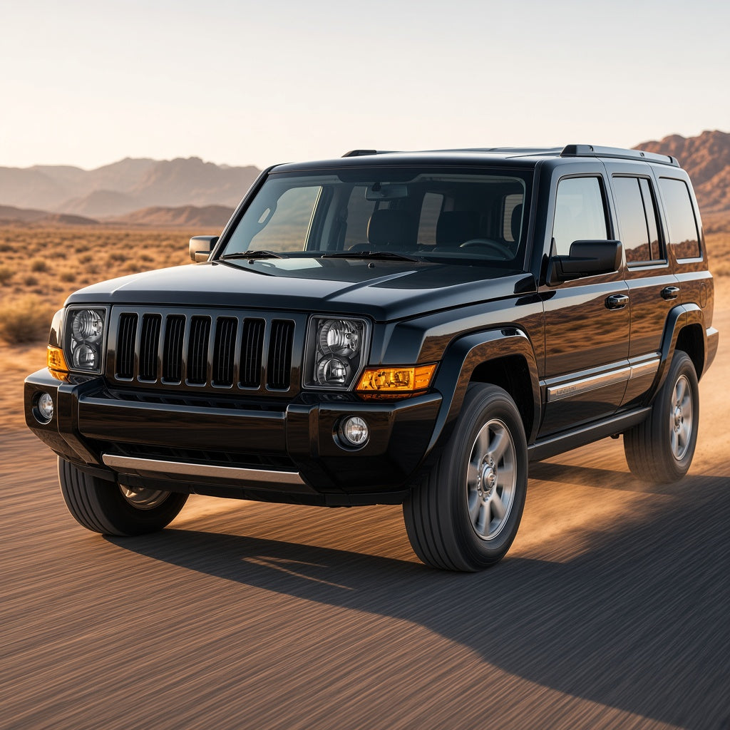 2006-2010 Jeep Commander with Black Halogen headlights installed
