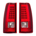 Chrome Red C-Tube LED Tail Lights Pair for Chevy Silverado 1500 2500 3500 (2003-2006)