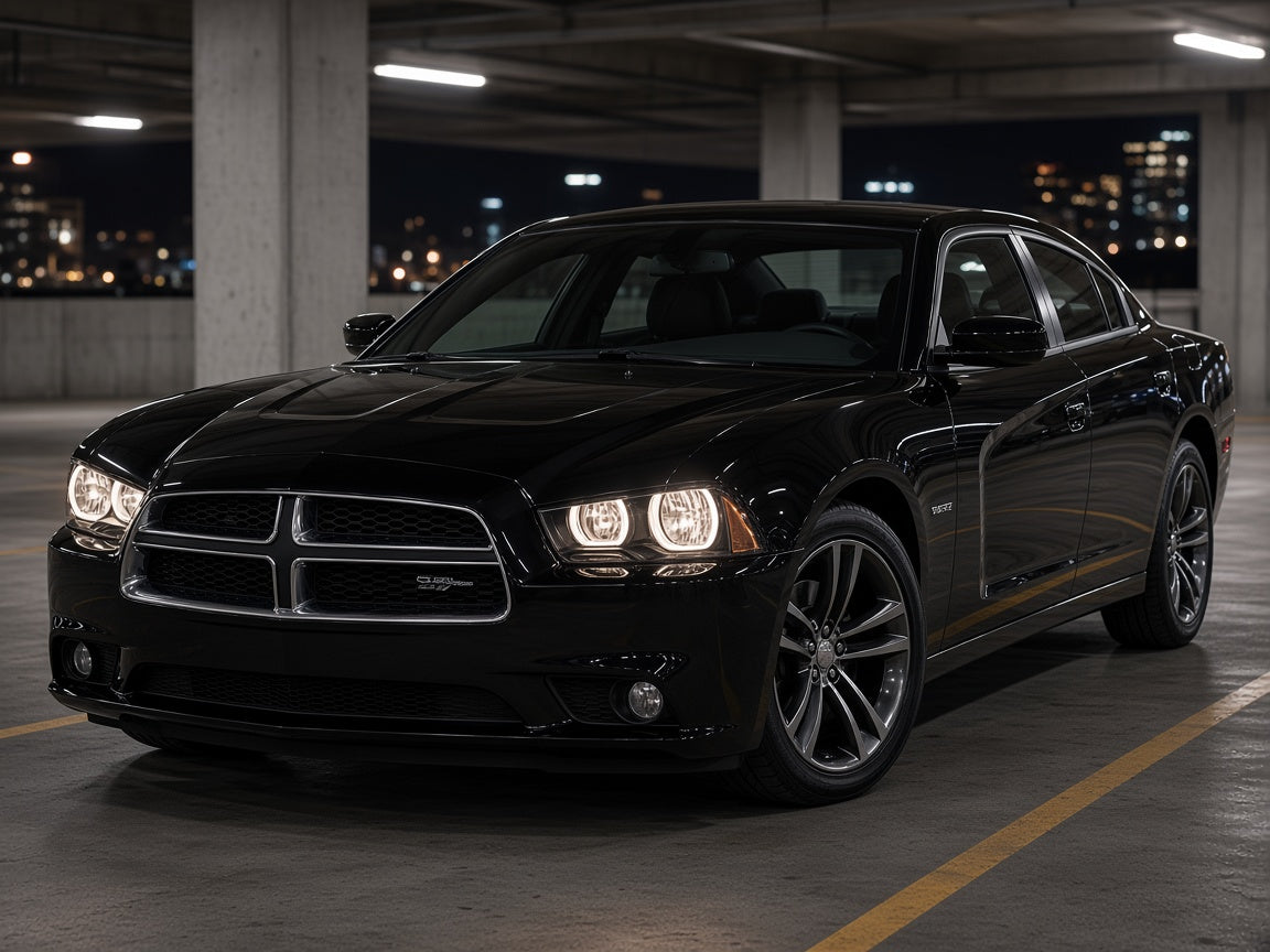 2011-2014 Dodge Charger with Black Halogen headlights installed