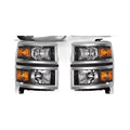 Black Halogen Headlights Pair for Chevrolet Silverado 1500 (2014-2015)