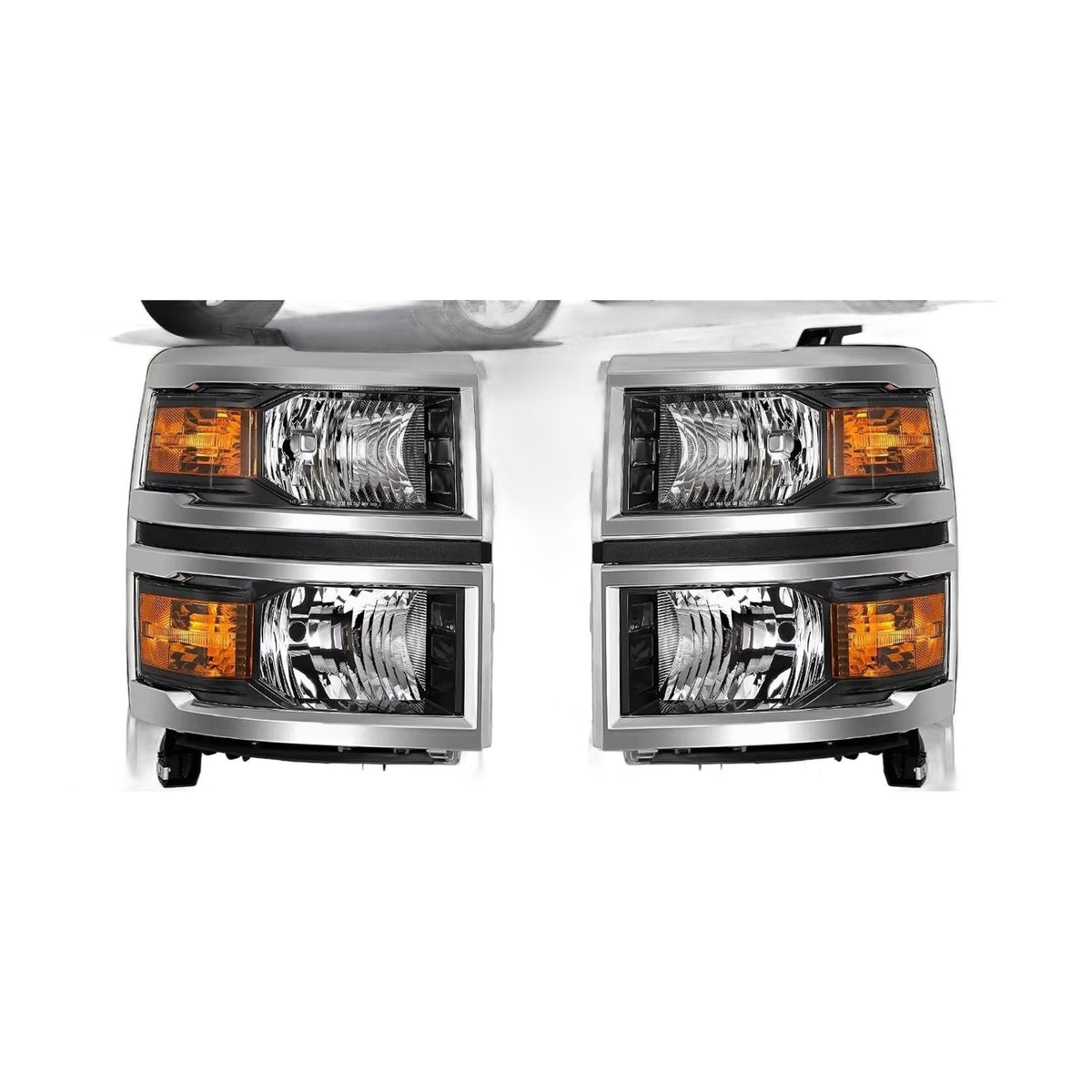 Black Halogen Headlights Pair for Chevrolet Silverado 1500 (2014-2015)