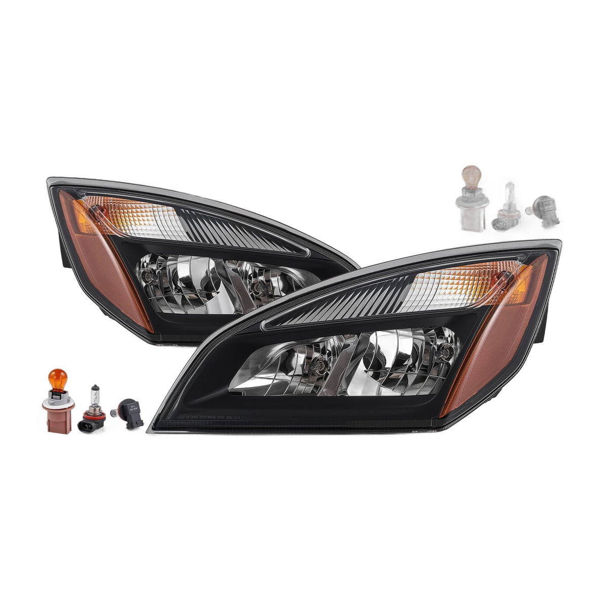 Black Halogen Headlights Pair for Freightliner Cascadia (2018-2024)