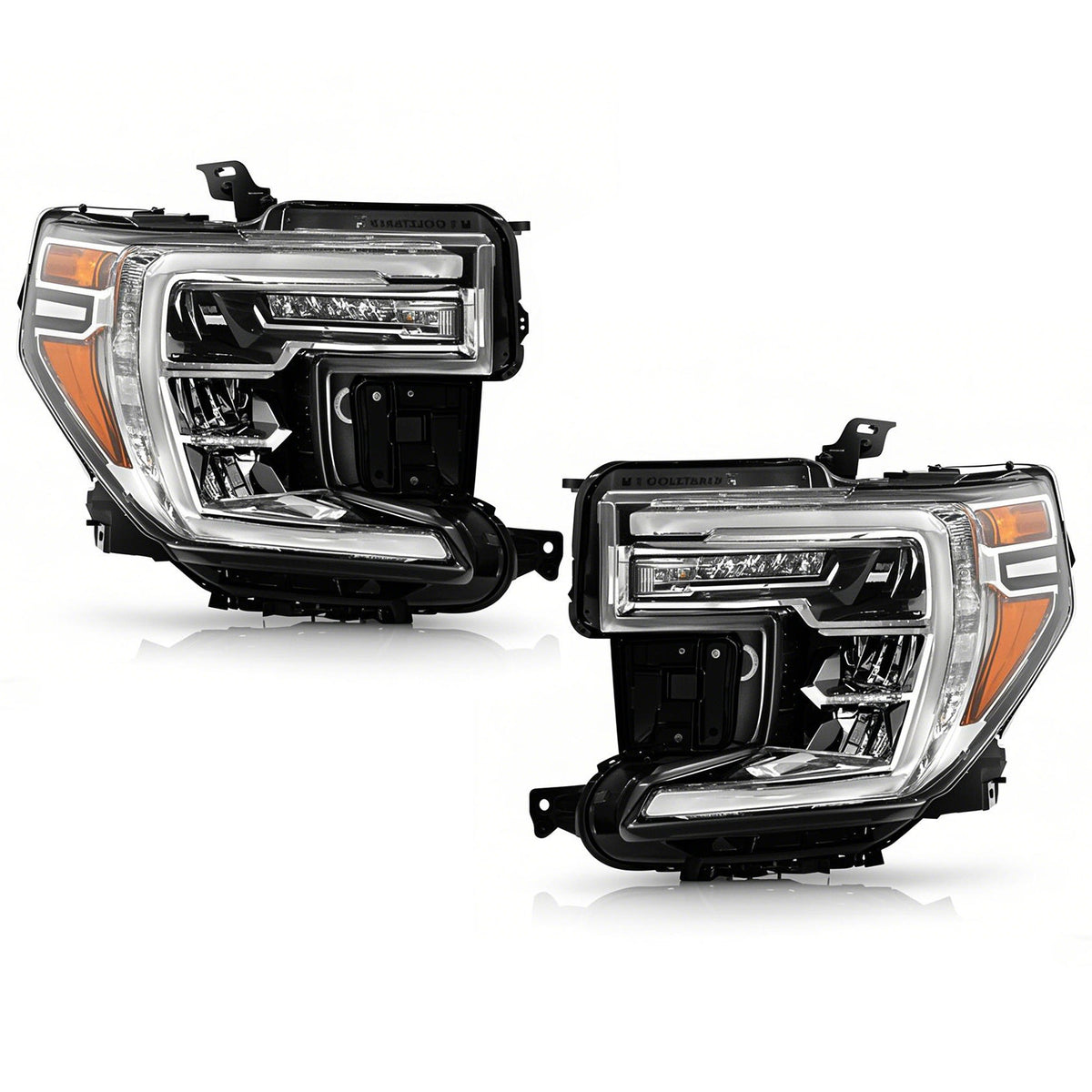 Chrome Full LED Headlights Pair w/ LED Turn Signal for GMC Sierra 1500 (2019-2021)