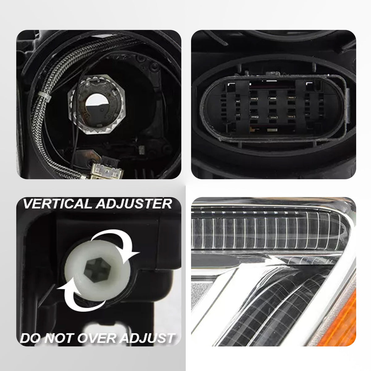 Adjuster location diagram for 2013-2017 Audi A5 headlights