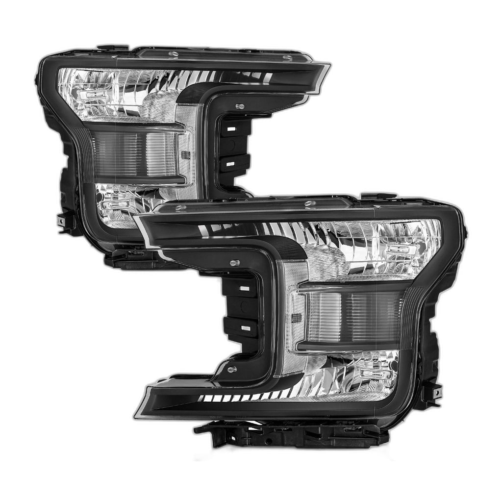 Black Halogen Headlights Pair for Ford F-150 (2018-2020)