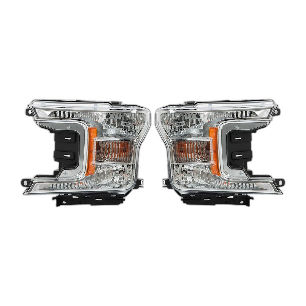 Chrome Halogen Headlights Pair for Ford F-150 (2018-2020)