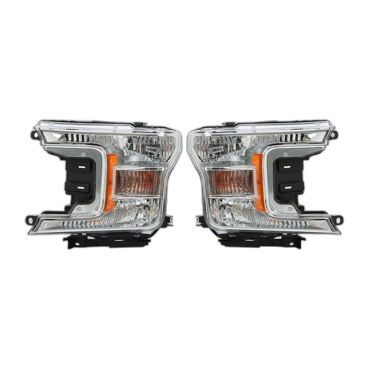 Chrome Halogen Headlights Pair for Ford F-150 (2018-2020)