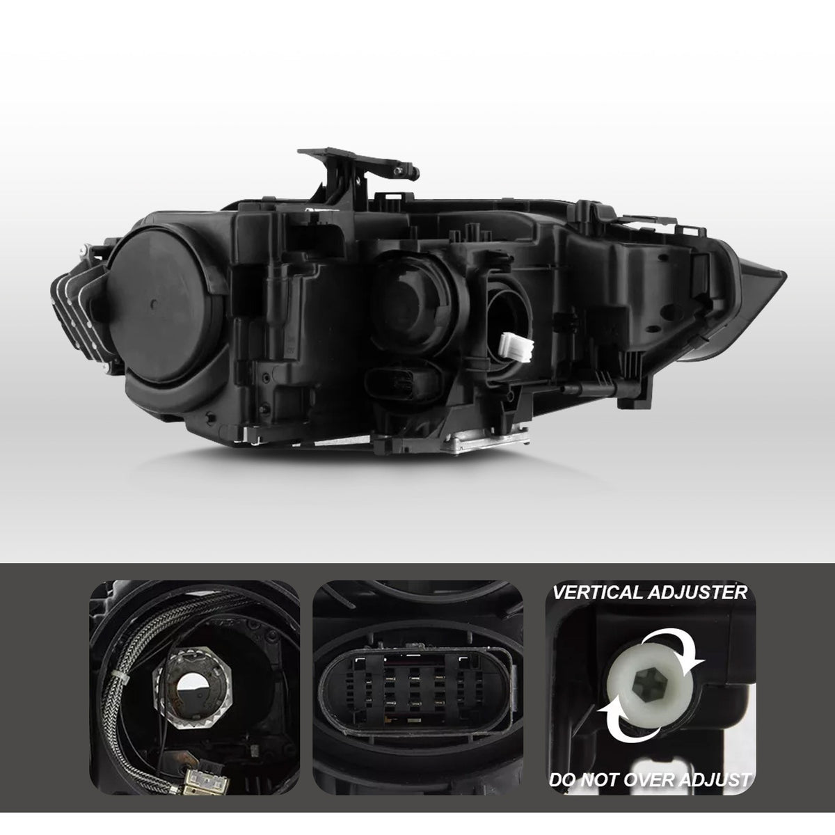 Rear adjuster view diagram for 2013-2017 Audi A5 headlights