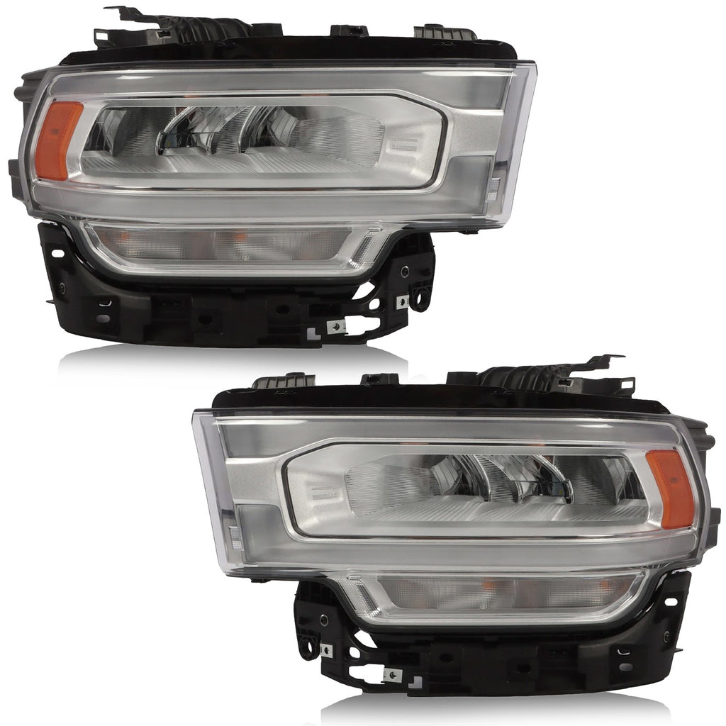 Chrome Full LED Reflector Headlights Pair for Ram 2500 / 3500 (2019-2024)