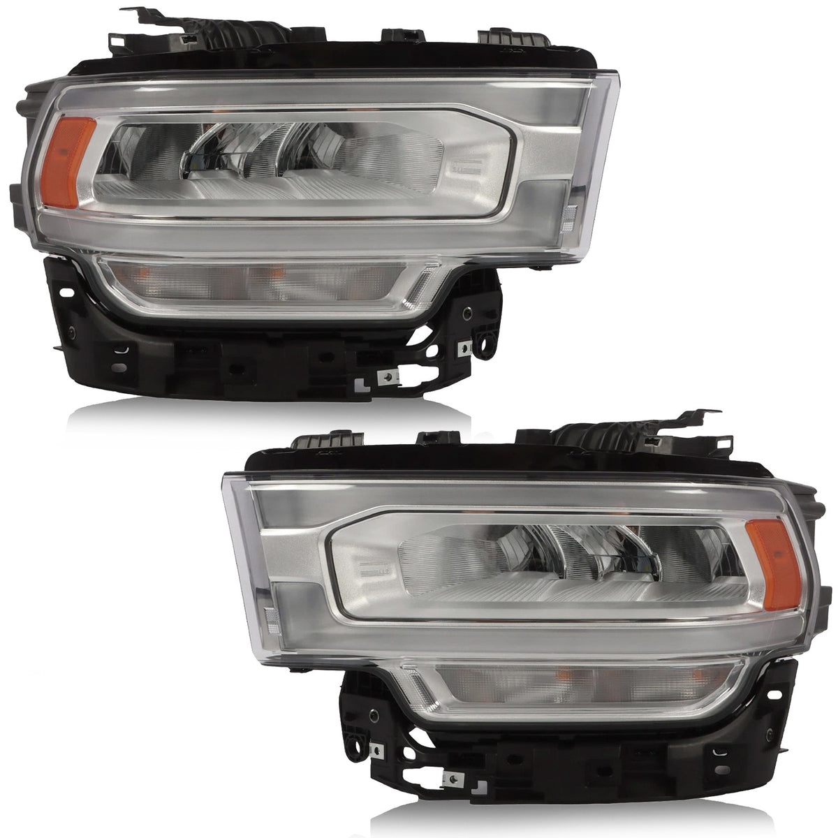 Chrome Full LED Reflector Headlights Pair for Ram 2500 / 3500 (2019-2024)