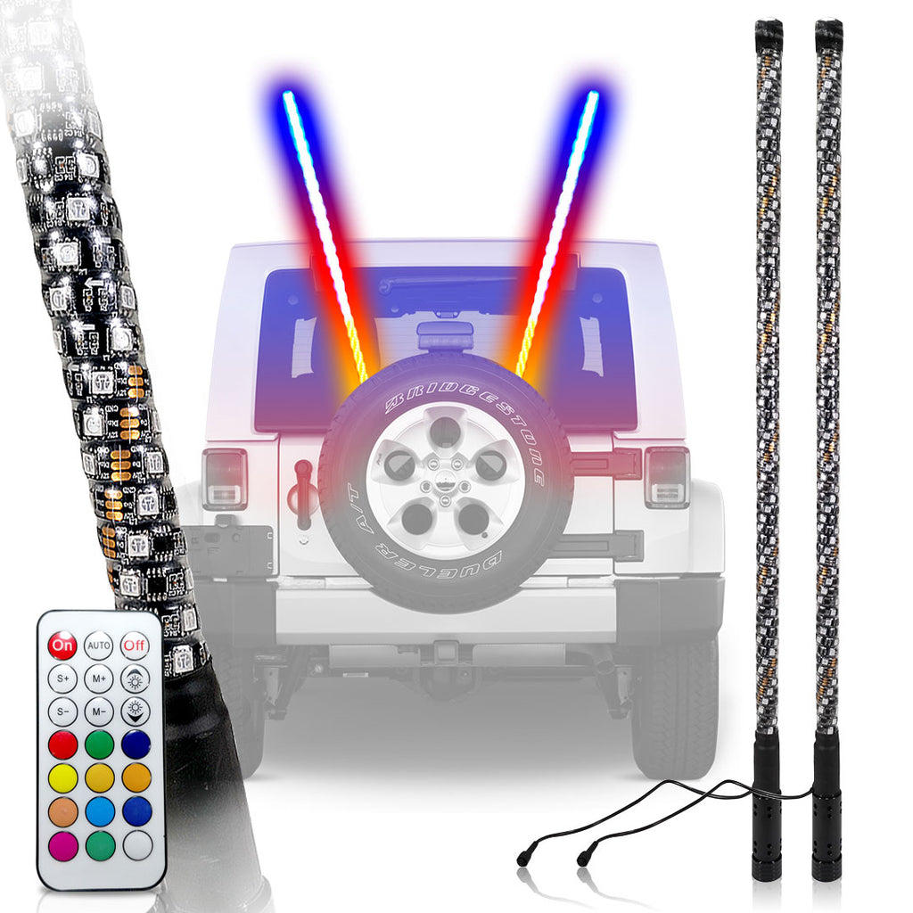 LED RGB Color Chasing Whip Lights 3 4 5 Feet Lighting