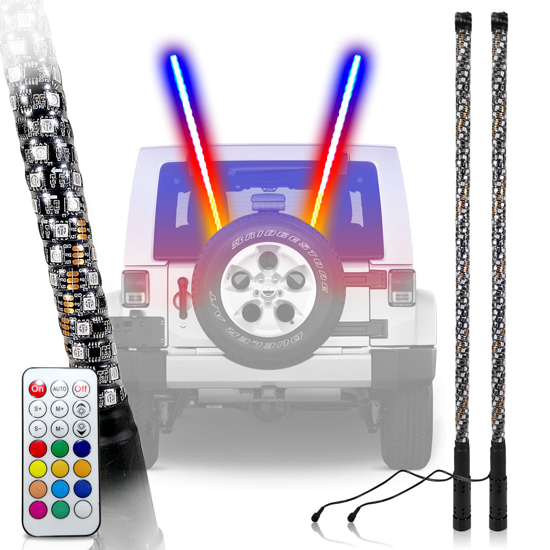 LED RGB Color Chasing Whip Lights 3 4 5 Feet Lighting