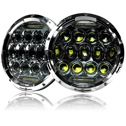 7 Inch Honeycomb Array Chrome LED Headlights Set Default Title Lighting