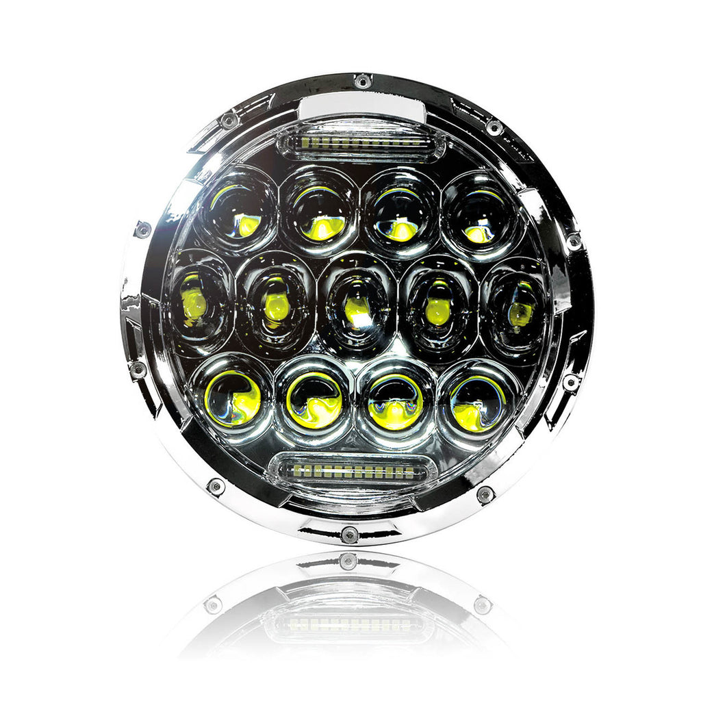 7 Inch Honeycomb Array Chrome LED Headlights Set Lighting