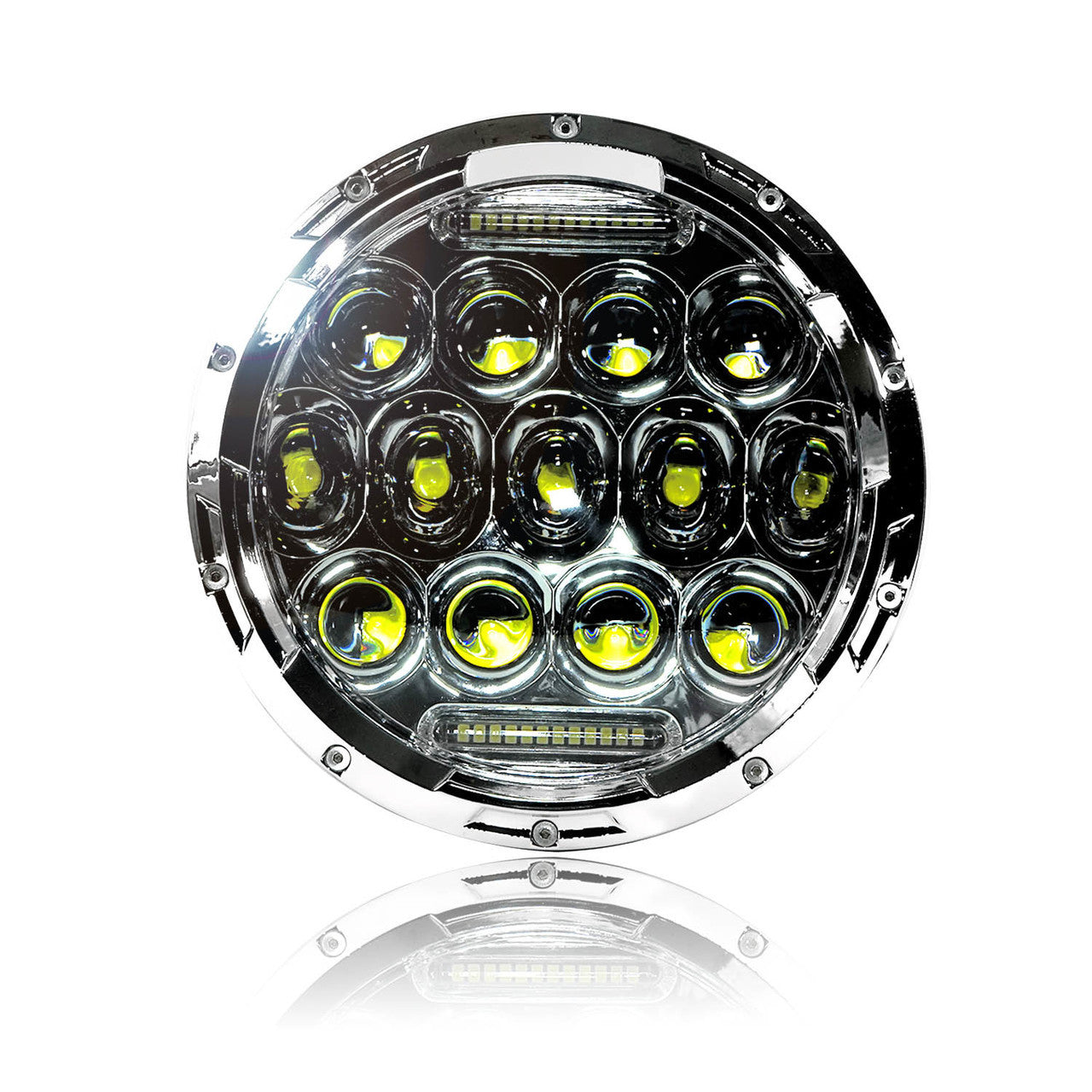 7 Inch Honeycomb Array Chrome LED Headlights Set Lighting