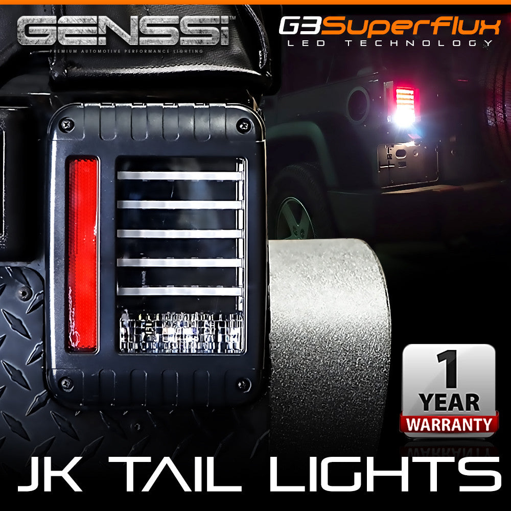 HELIOS Black LED Tail Lights for Wrangler JK 2007-2018 Lighting