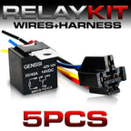 5 PIN 40A Relay and Wire Harness SPDT 12V (5 Pack) - GENSSI Electrical