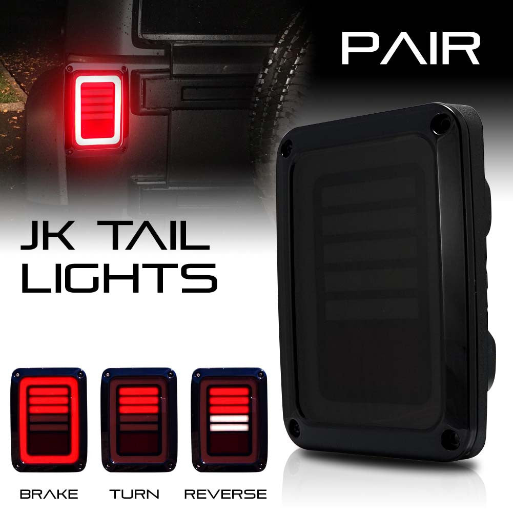 3D Hologram Smoked LED Tail Lights for Wrangler JK 2007-2018 Lighting