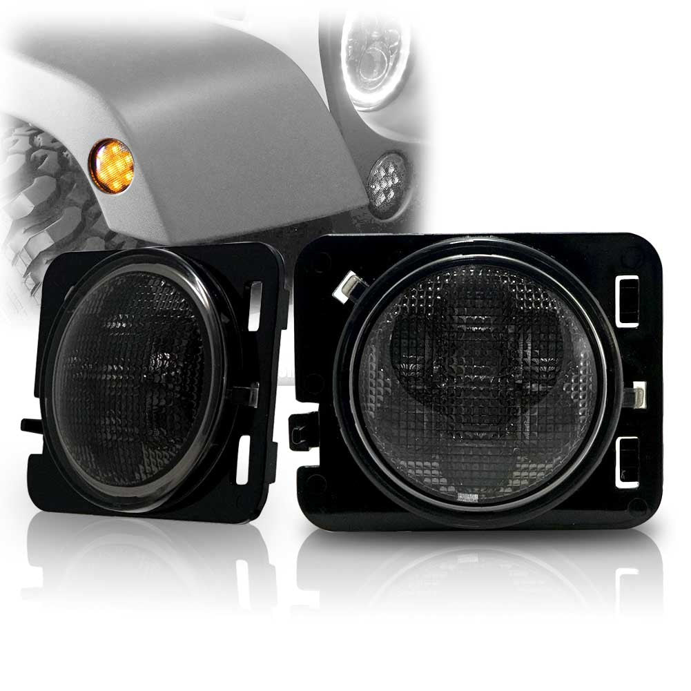 Smoked Front Fender LED Sidemarkers for Wrangler 2007-2018 Lighting