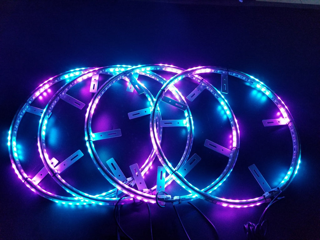 LED Wheel Light Kit Chase Moving Signal and Brake Function Wireless 18" Lighting