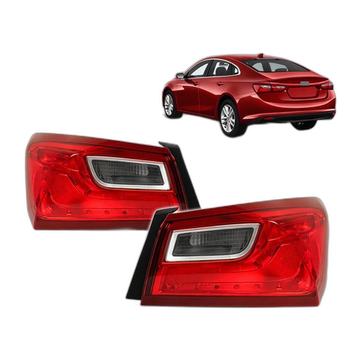 Chrome Halogen Outer Tail Lights Pair for Chevy Malibu (2016-2025)